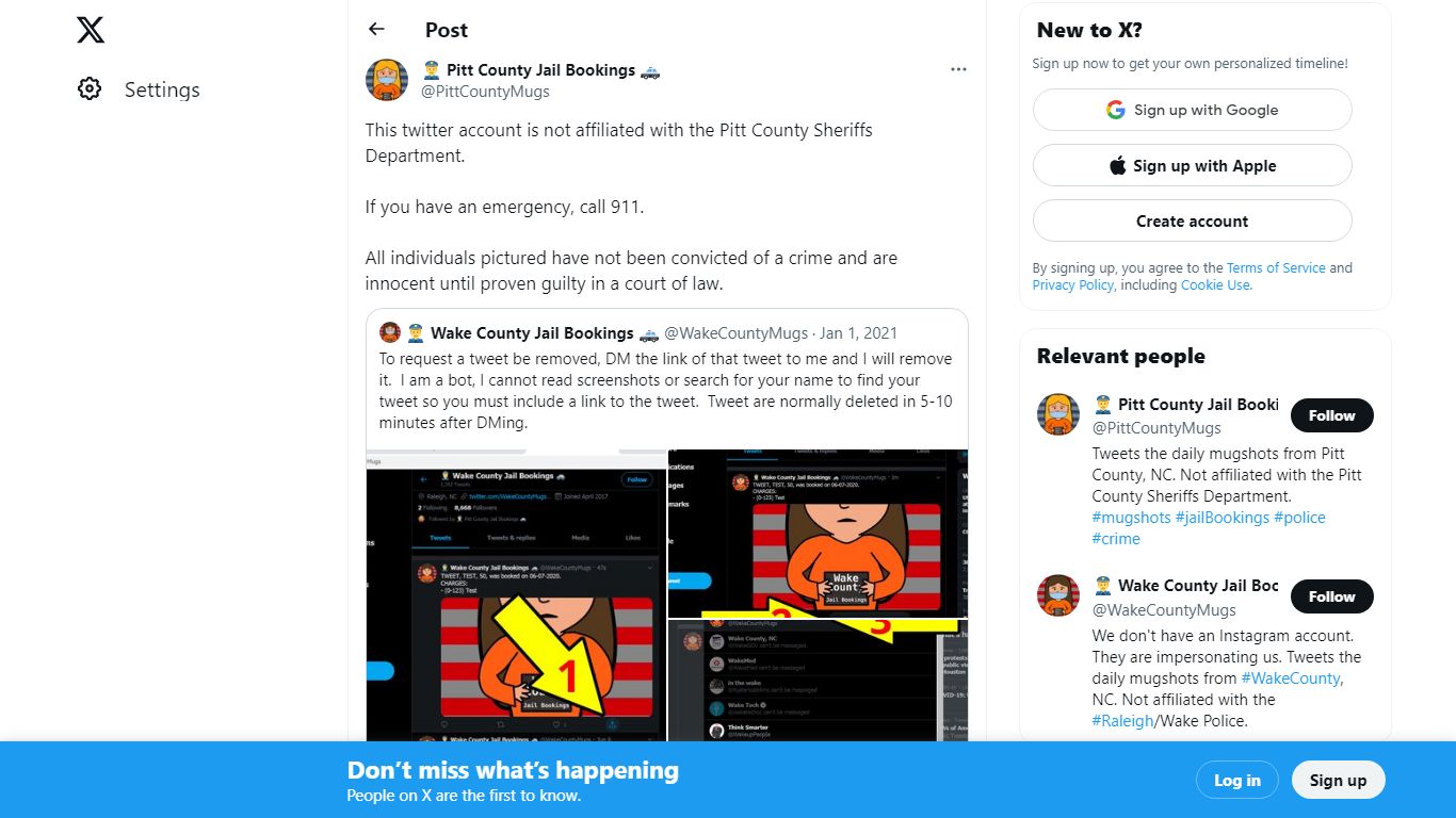 Pitt County Jail Bookings on Twitter